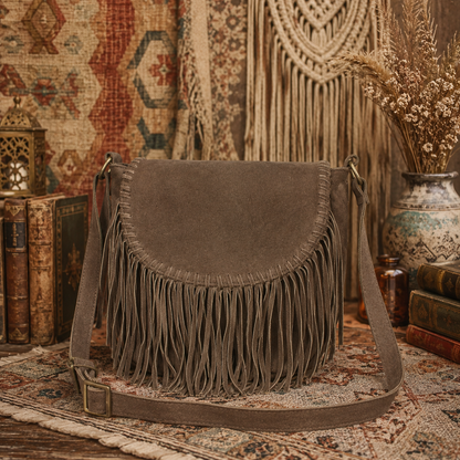 Suede Leather  Bag with Fringes