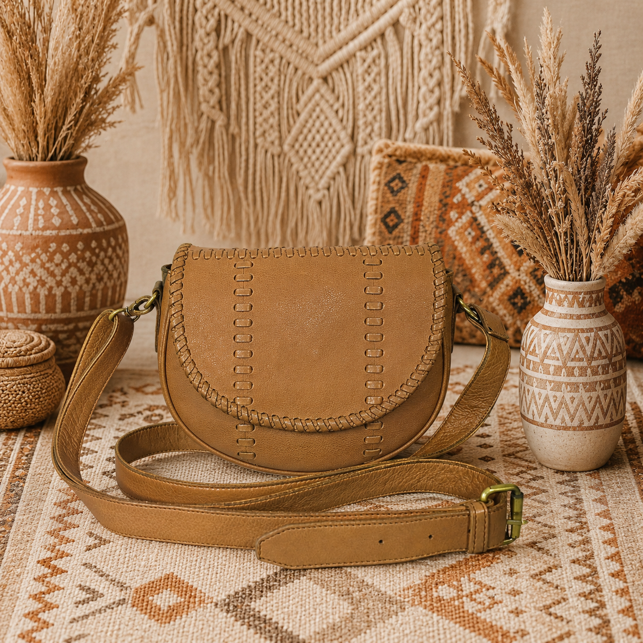 Saddle Crossbody Leather Bag