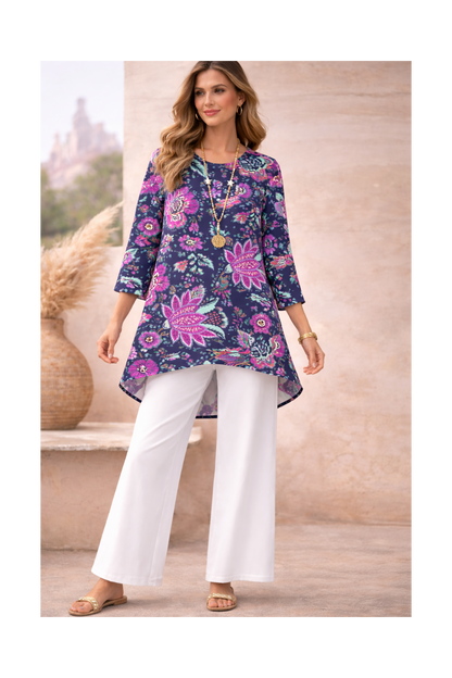 🌸 Stylish Spandex Floral Top & Pant Set