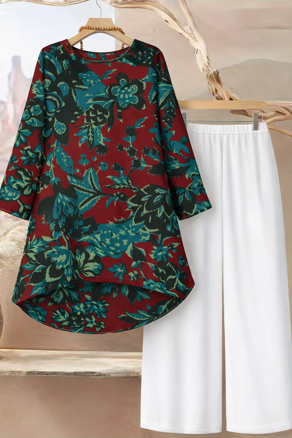 🌸 Stylish Spandex Floral Top & Pant Set