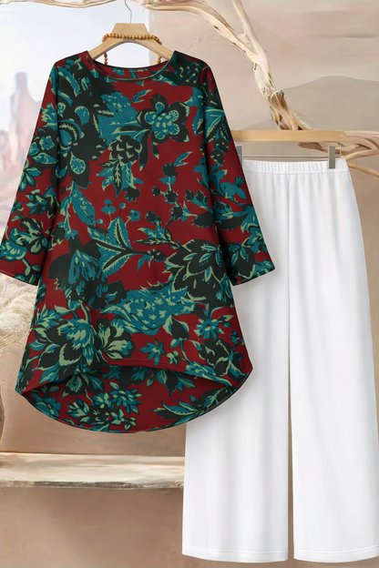 🌸 Stylish Spandex Floral Top & Pant Set