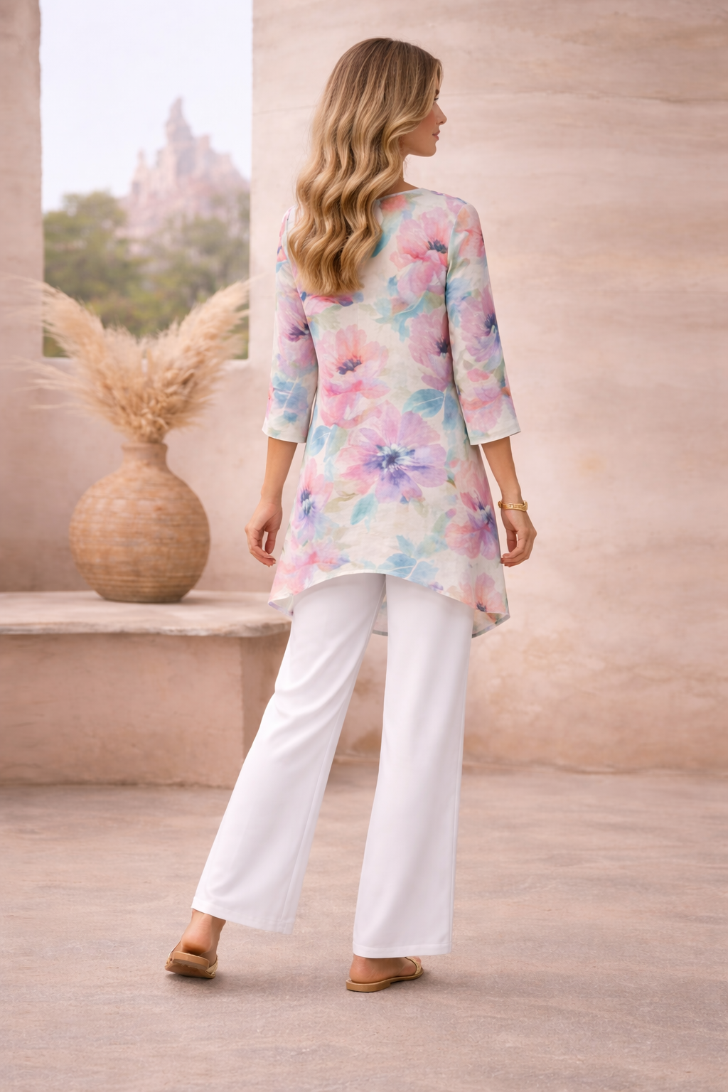 🌸 Spandex Printed Floral Top & Pant Loungewear Set