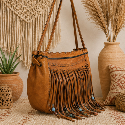 Boho Chic Fringes Leather Bag for Women