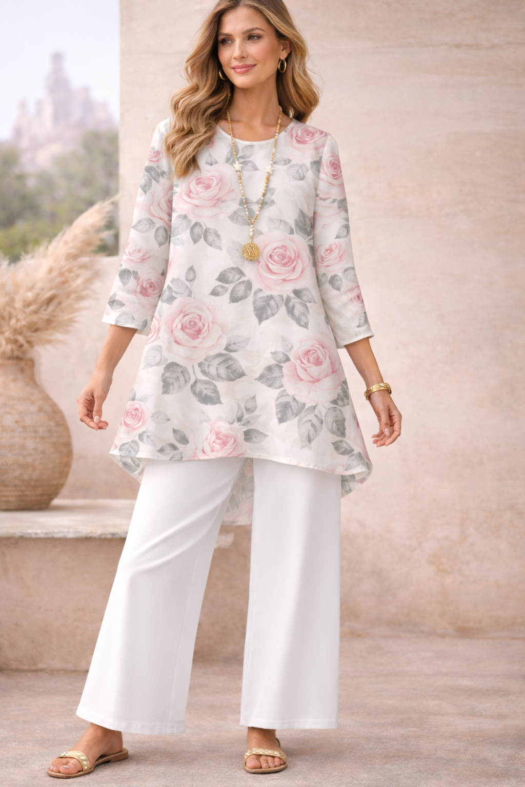 🌸 Stylish Spandex Floral Top & Pant Set