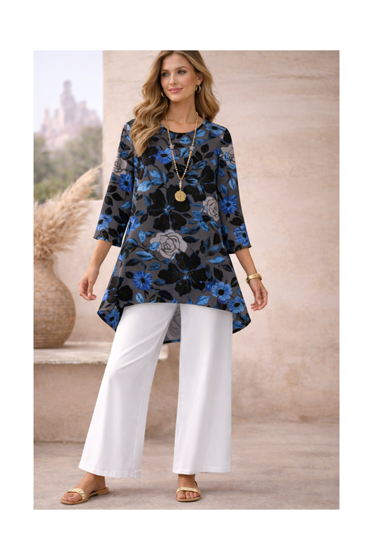 🌸 Stylish Spandex Floral Top & Pant Set