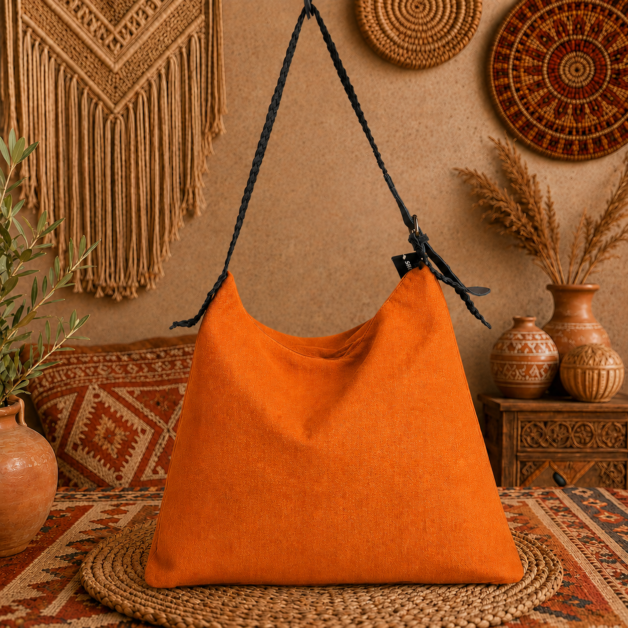 Large Linen Tote Shoulder Bag