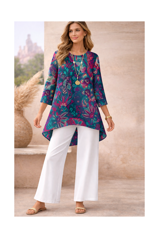 🌸 Stylish Spandex Floral Top & Pant Set