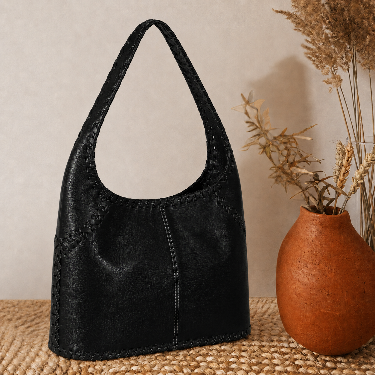 Cognac Women’s Leather Hobo Handbag