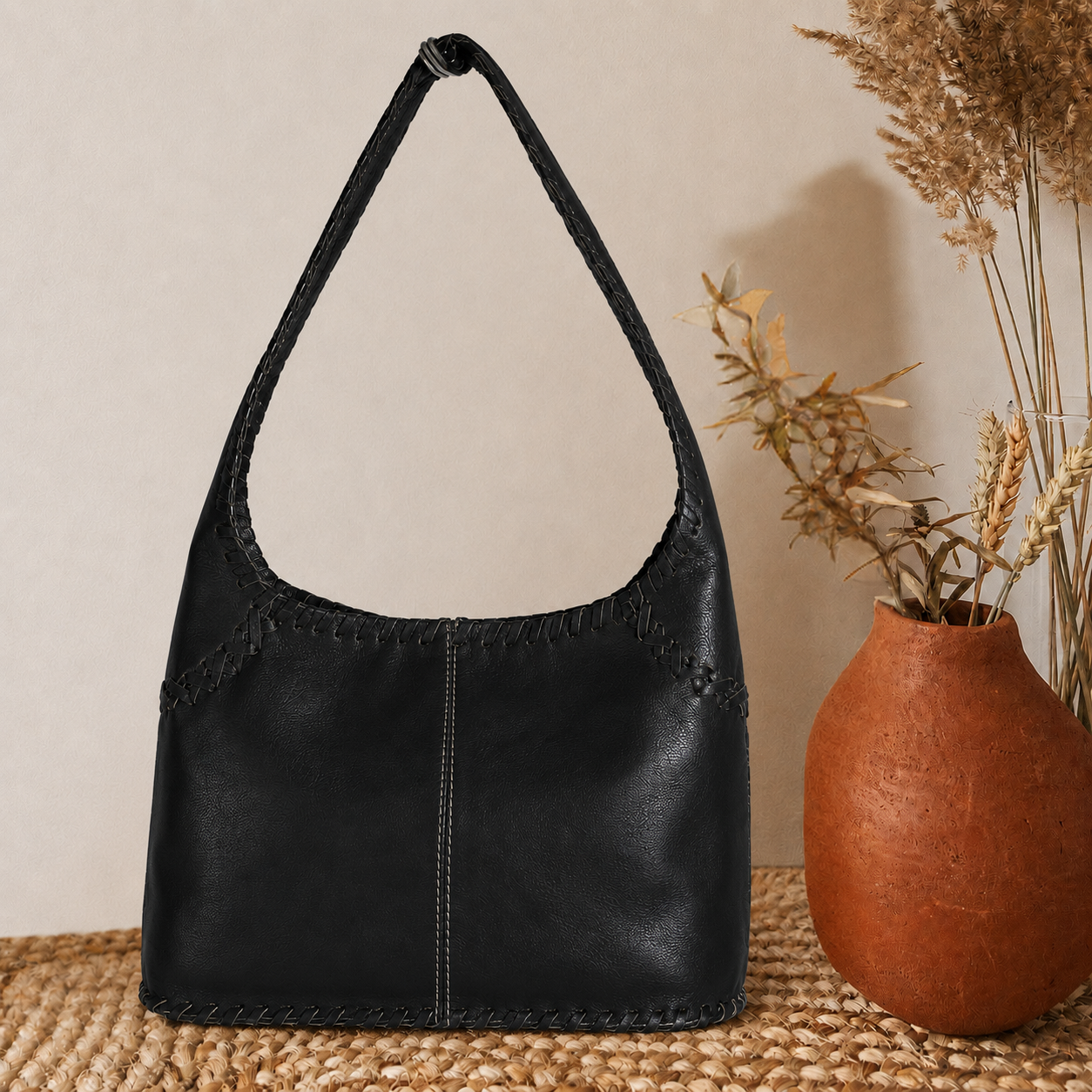 Cognac Women’s Leather Hobo Handbag