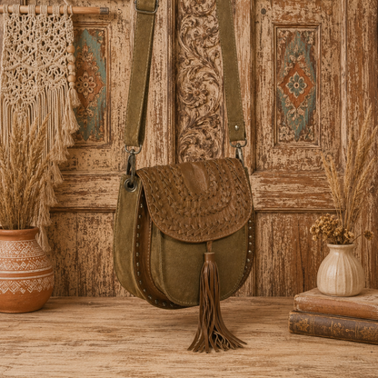 Leather Crossbody Bag With Fringes