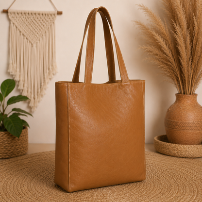 Tan Leather Tote Bag