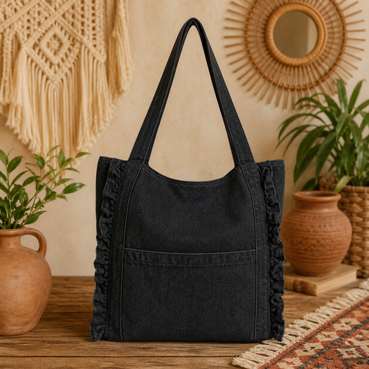 Large Linen Shoulder Tote Bag