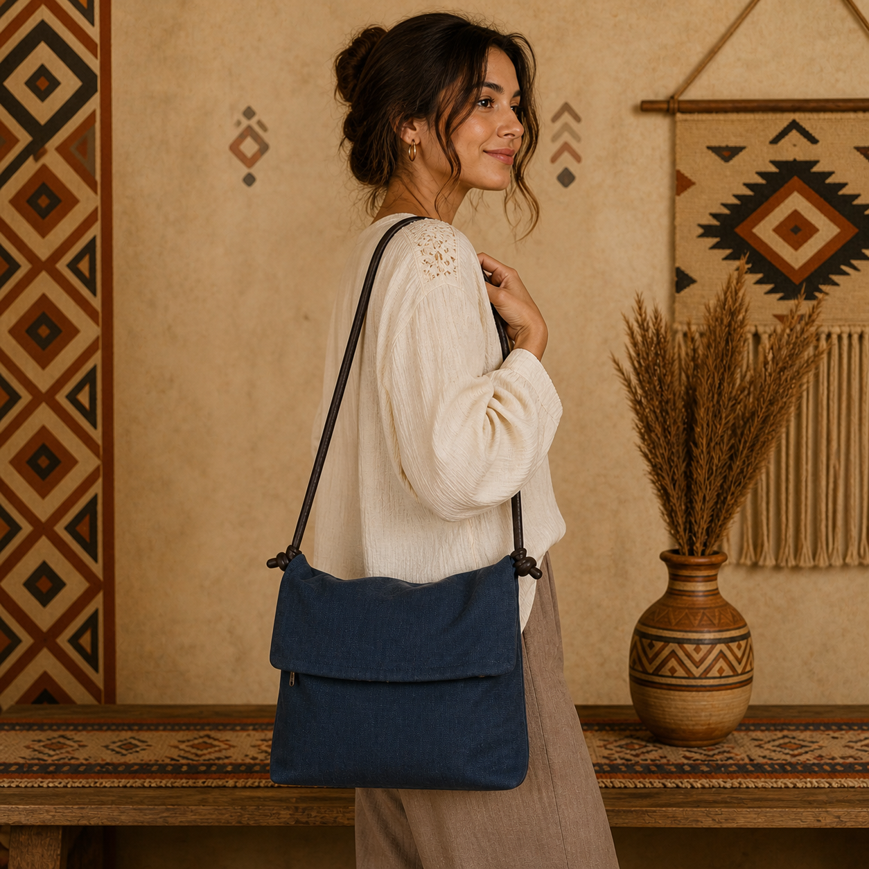 Classic Linen Crossbody Bag