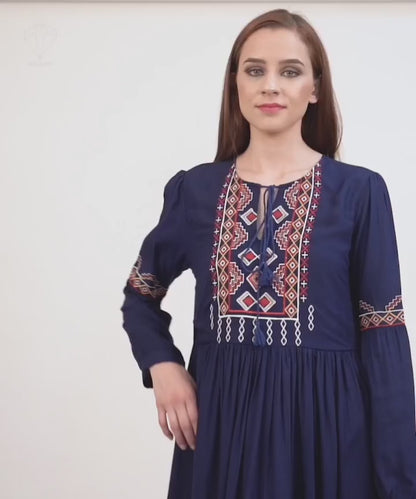 Ethnic Embroidered Rayon Tunic for Women
